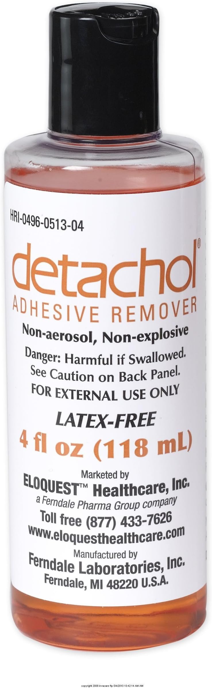 Detachol Adhesive Remover-Packaging: 4 fl oz Bottle - UOM = Each 1