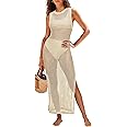 ANRABESS Womens Swimsuit Cover Up Sleeveless Hollow Knit Bikini Swimwear Bathing Suit Coverup Crochet Beach Dress