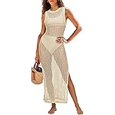 ANRABESS Womens Swimsuit Cover Up Sleeveless Hollow Knit Bikini Swimwear Bathing Suit Coverup Crochet Beach Dress