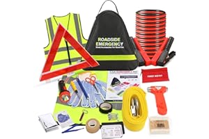SAILNOVO Car Emergency Kit with Jumper Cables, Roadside Safety Emergency Car Kit for Vehicle Truck Motorcycle - Gifts for Men Women Teenagers, Easy Storage