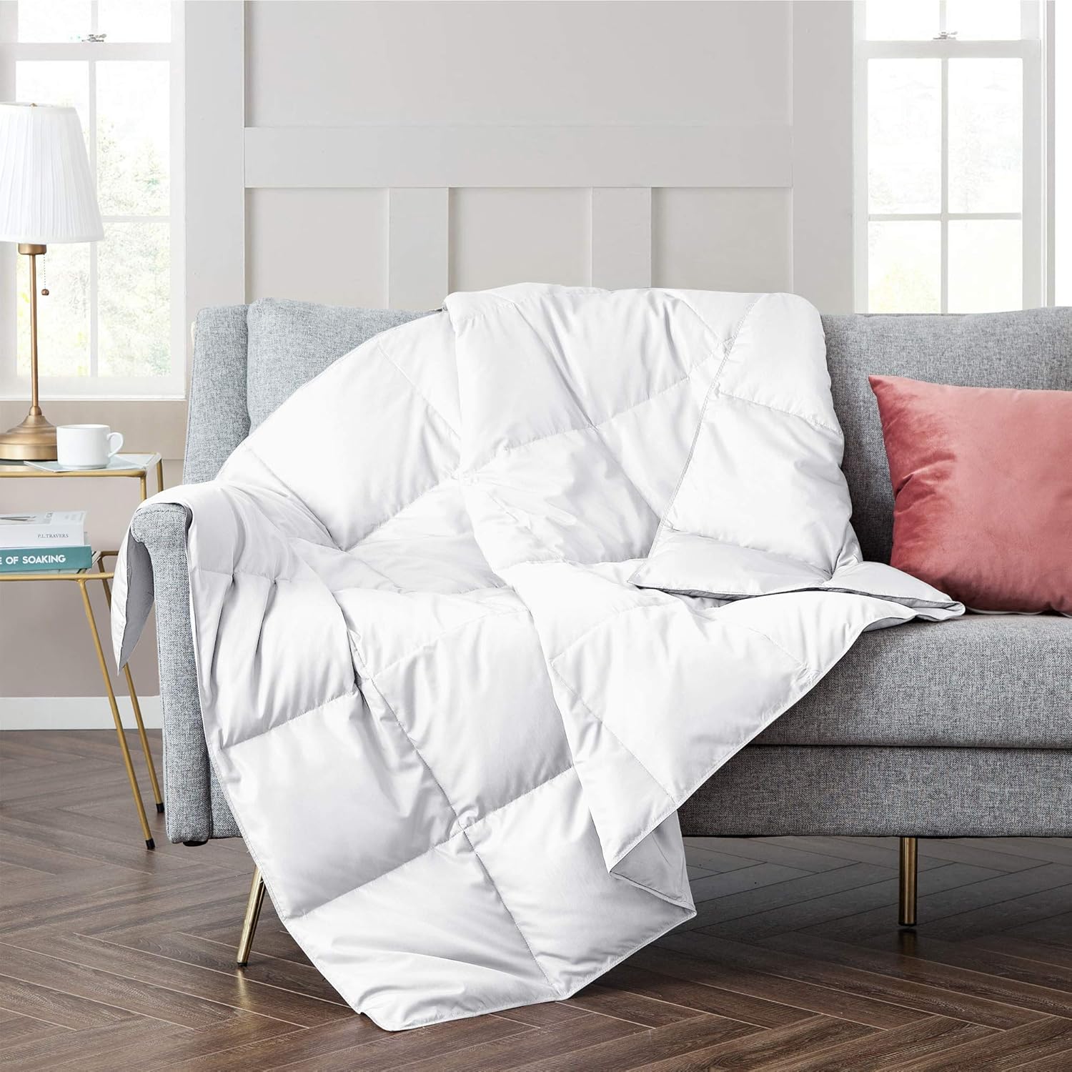 puredown 50x70 Ultra Lightweight Down Throw Blanket