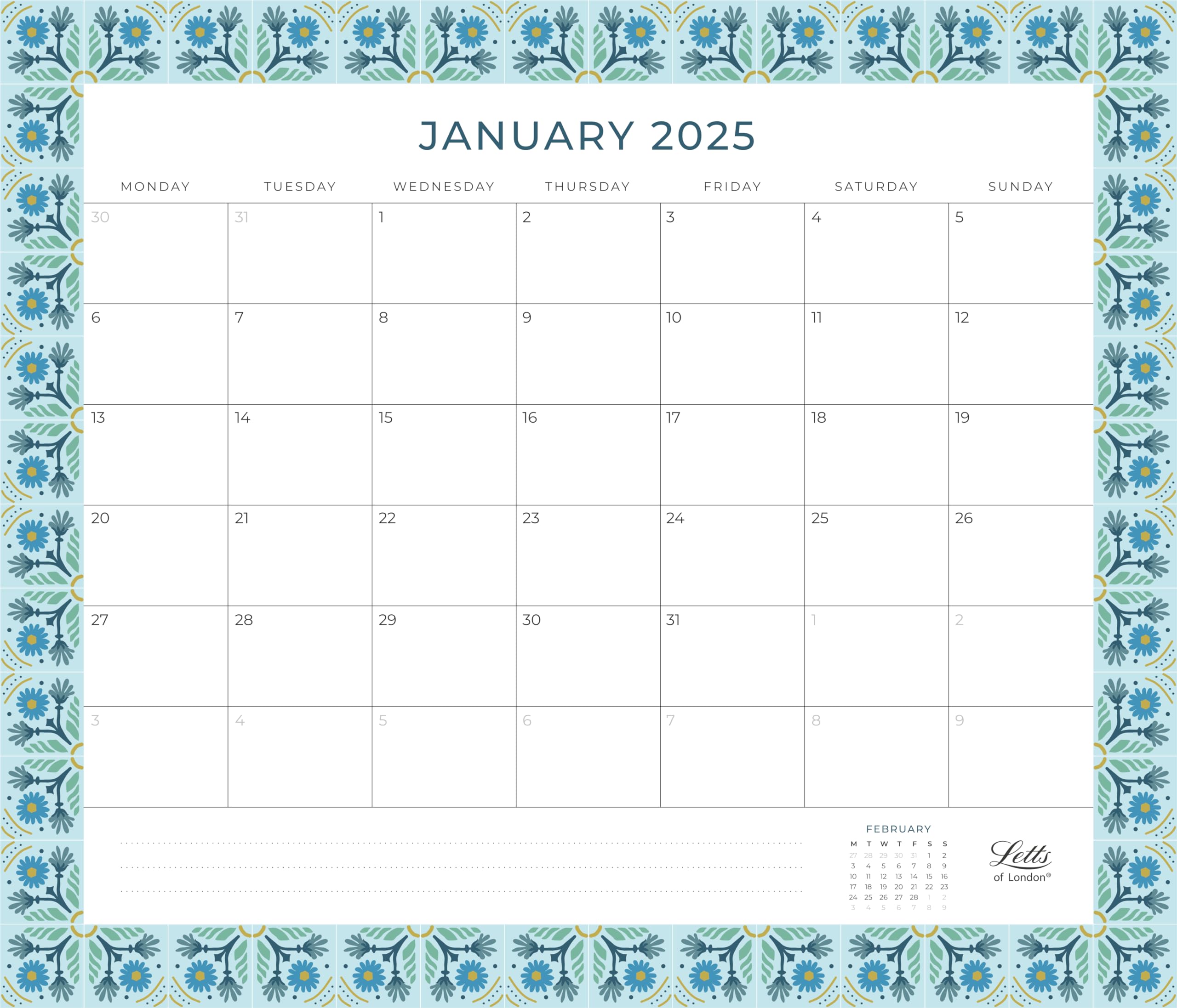 Letts of London Morocco 2025 wall calendar