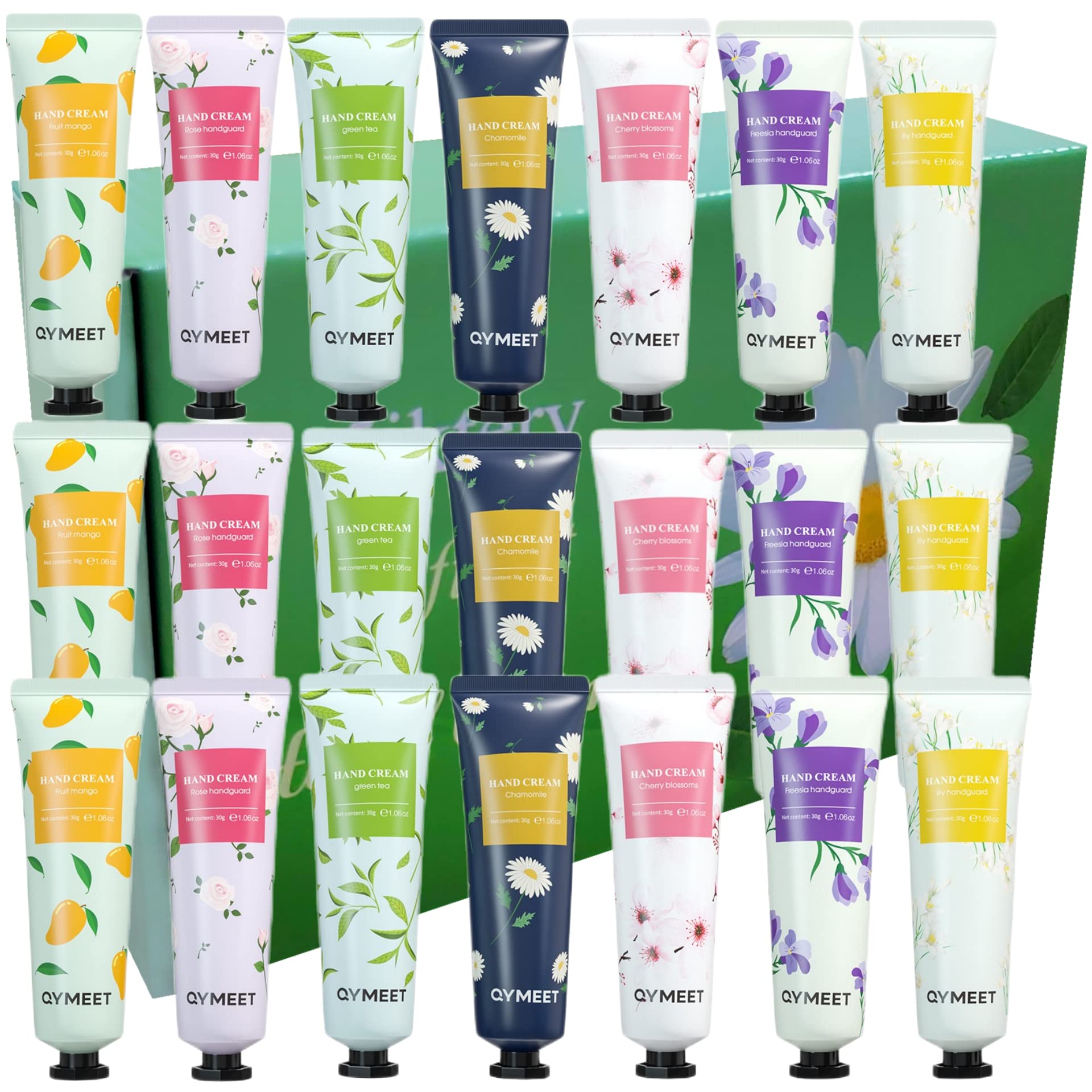 21 Pack Hand Cream Gift Set, Gentle Hand Cream Lotion with Natural Plant Flower Fruit Flavour for Self Sensitive Skin, Extra Moisturising Cream for Outdoor Use, Travel Size
