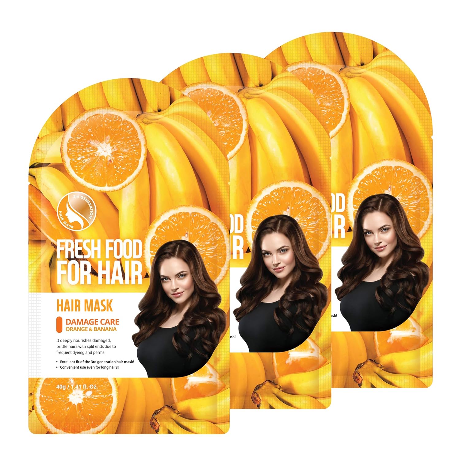 Hair Mask with Cap Salon Quality Easy Hair Care at Home without a mess (Orange