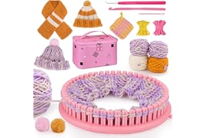 AHCo. Knitting Loom Kit for Beginners, Creative Craft Toy for Girls Ages 7 8 9 10 11 12 with Storage Bags Yarns Knitting Tools, Fantastic DIY Gifts Knit Hat Scarf Coaster (Pink)