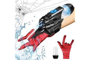 XSPIDEM Spider Water Gun for Kids, Spider Superhero Squirt Toy, Web Shooters Toy Wrist Launcher with Glove, Water Pistol, Cosplay Birthday Christmas Halloween for Kids, Adult Gift, Black