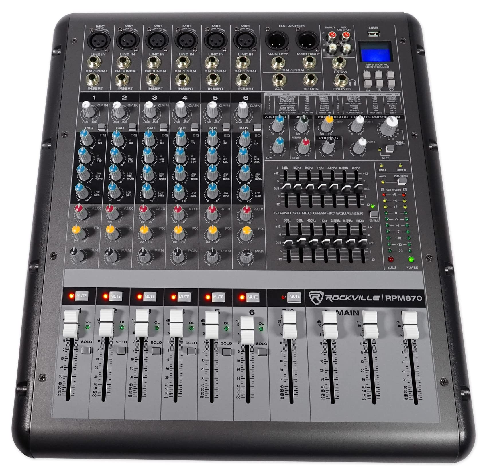 Rockville RPM870 6000w Powered Mixer, 8 Channel, 8