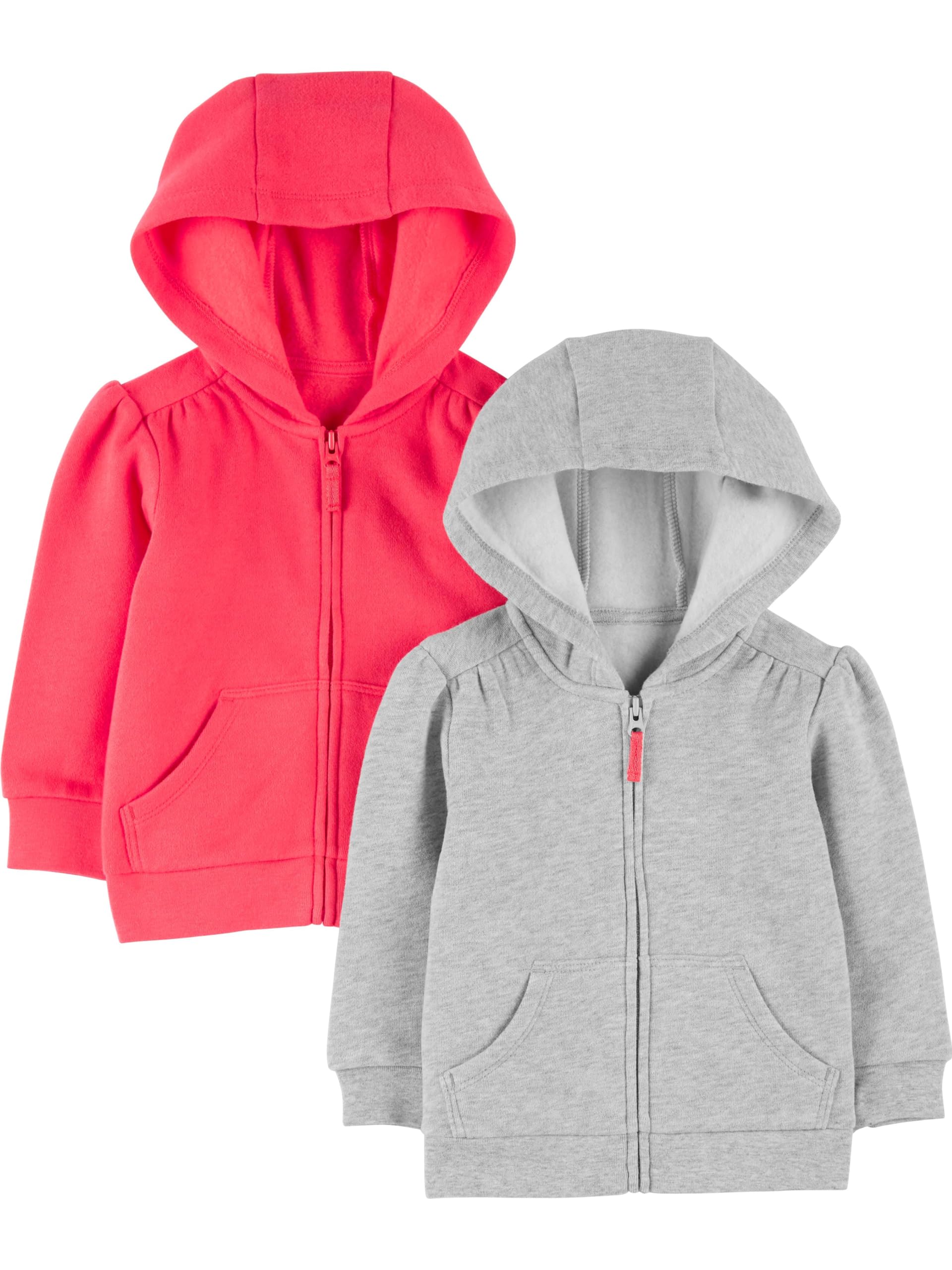 Photo 1 of Simple Joys by Carter's Girls' 2-Pack Fleece Full-Zip Hoodies, Pink/Grey, 12 Months