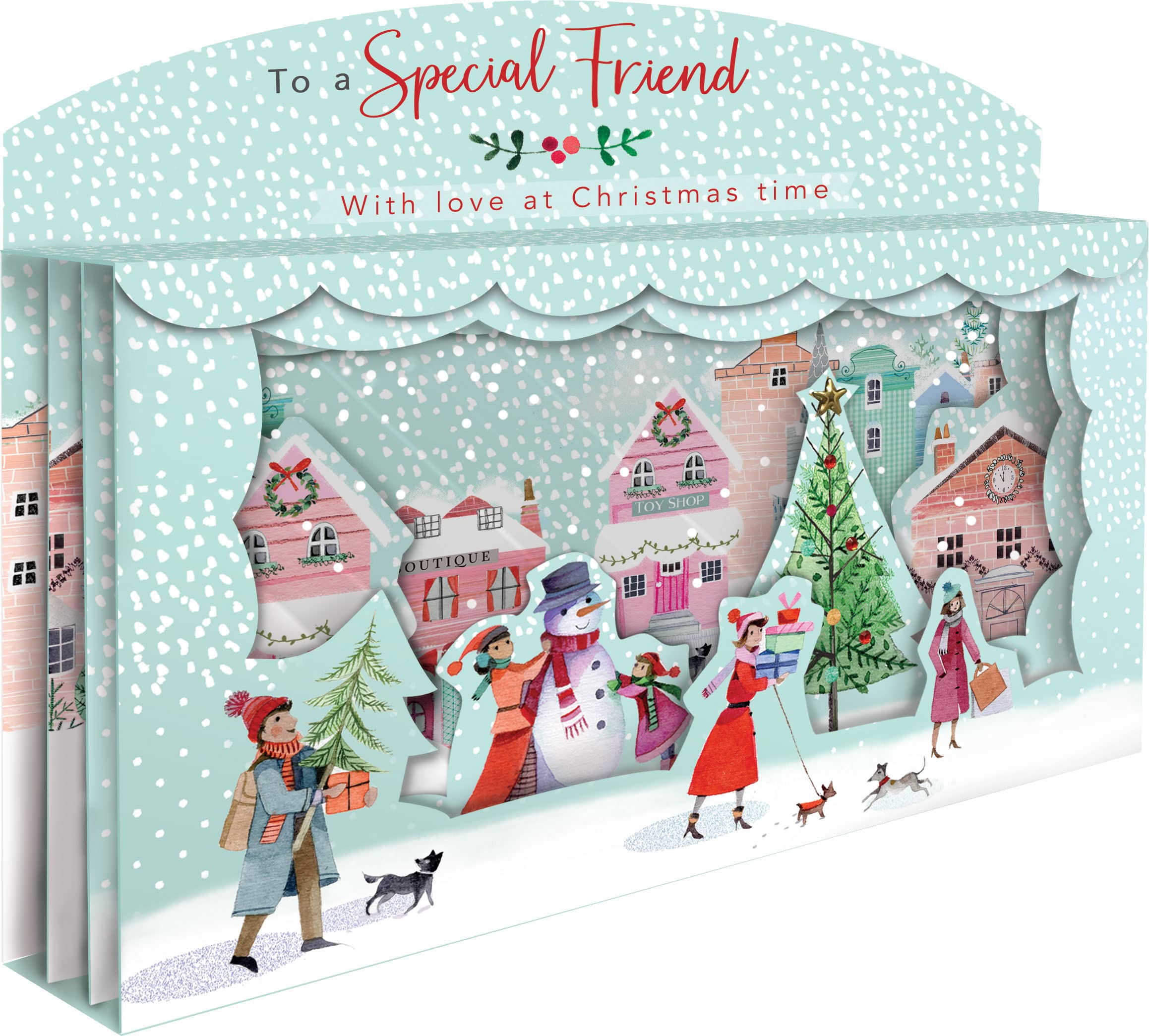 Special Friend Spectacular 3D Street Scene Christmas Card Freestanding Cards XSPT003