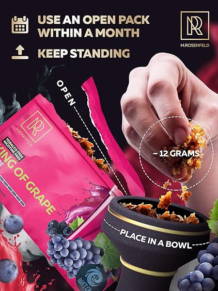KING OF GRAPE SHISHA HOOKAH FLAVORS – 3.5 OZ (100G) TOBACCO FREE & NICOTINE FREE SHISHA – PREMIUM NON-TOBACCO HOOKAH FLAVORS – LONG-LASTING & RICH SMOKE
