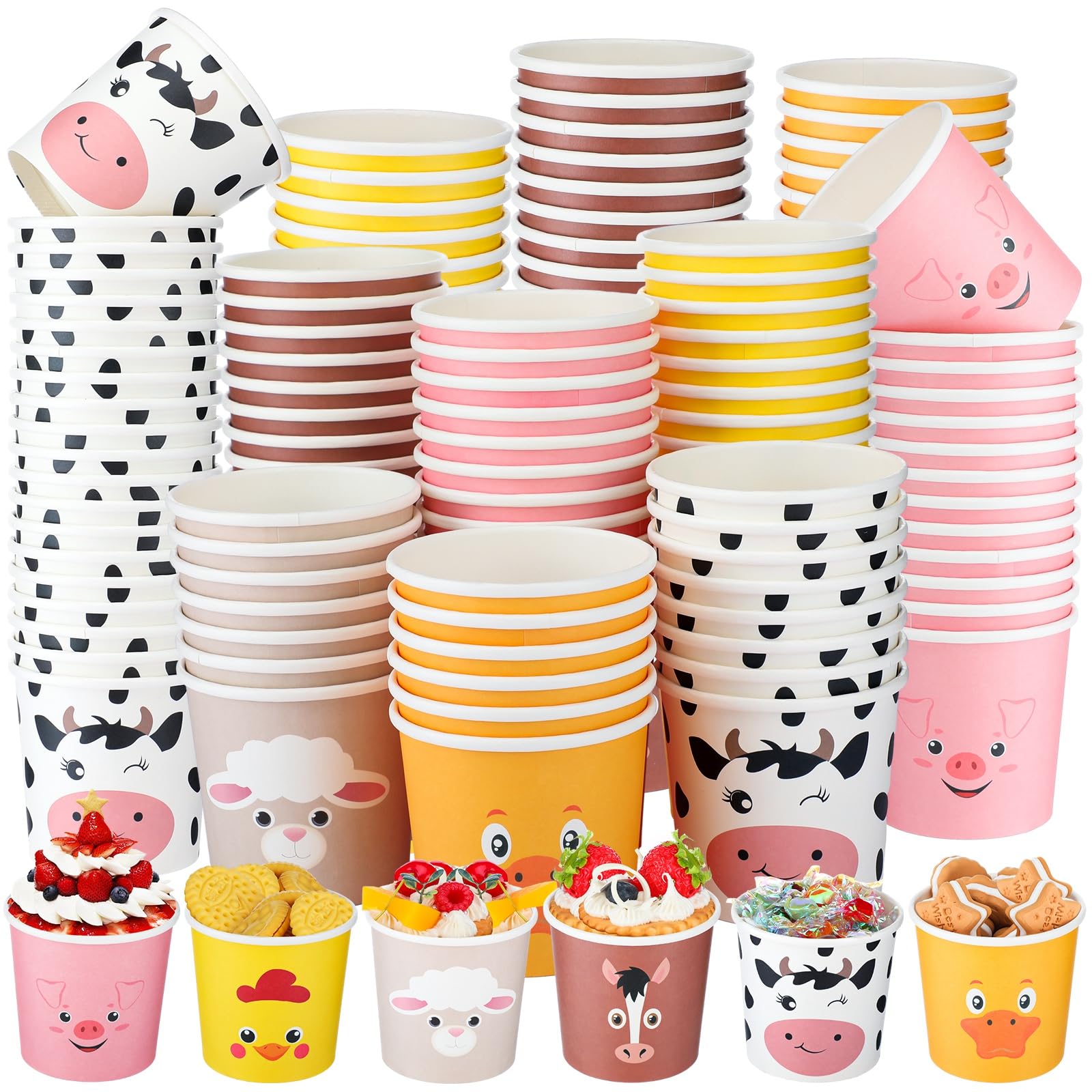 Maxcheck 120 Count Farm Animal Cups Party 12 oz Disposable Treat Snack ...