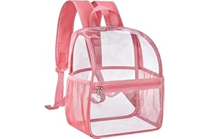 Mildbeer Small Clear Backpack, Stadium Approved 12x12x6 Clear Backpack for Women with 2 Bottle Holders for Festival Concert Travel Sport Games Venues