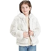 Giolshon Girls Faux Fur Fleece Jacket Sherpa Fuzzy Hoodie Winter Coat with Full Zip Fluffy Outerwear 2169