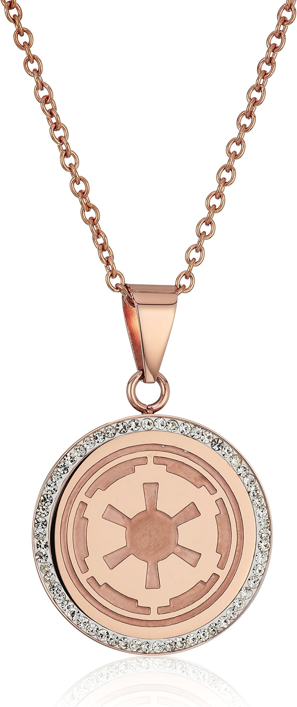 Star Wars Jewelry Imperial Rose Gold-Plated with Cubic Zirconia Pendant Necklace, 18" + 2.5" Extender