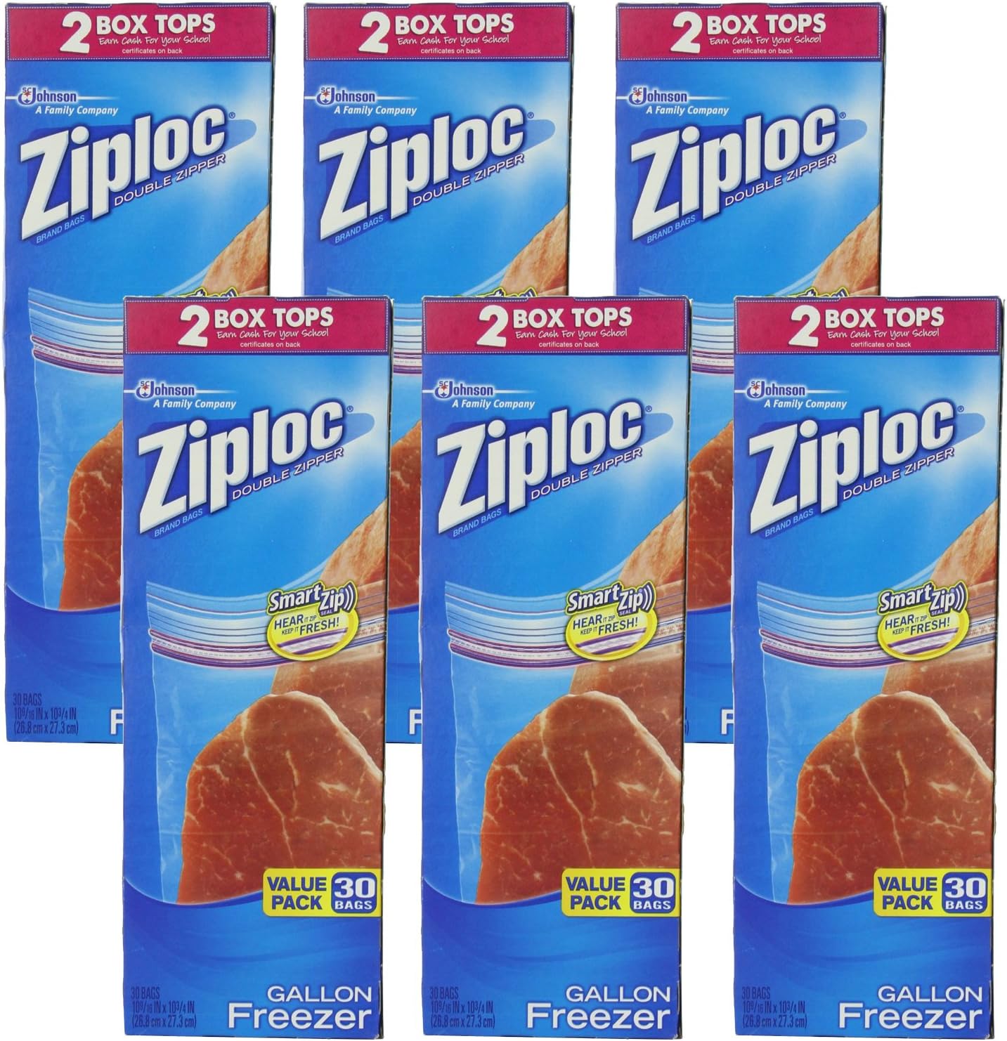 Ziploc Freezer Bag, Gallon Value Pack, 30Count (6 pack