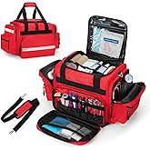 Damero Professional Medical Bag Empty, First Responder Trauma Bag with Detachable Dividers for Home Health Care, EMT, EMS, Red(Bag ONLY)