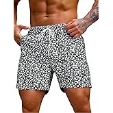 Verdusa Men's Drawstring Waist Swimwear Beach Shorts Swim Trunks with Pockets