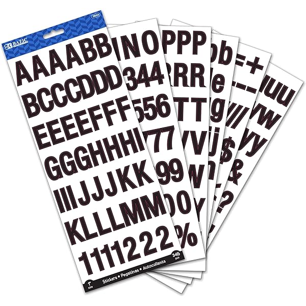 Amazon.com: BAZIC Alphabet Numbers Stickers Black Colors, 1 ...