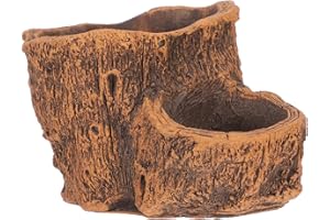 Milisten Vintage Concrete Driftwood Planter with Rustic Tree Root Design Cement Log Planter for Small