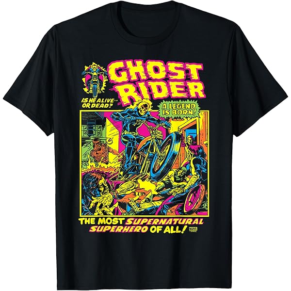 Amazon.com: Ghost Rider - Black Light T-Shirt : Clothing