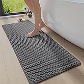 YDKGL Bathroom Runner Rug Non Slip, Super Absorbent Quick Dry Long Bath Mat, Foam Weave Texture Rubber Backing Ultra Thin Bathroom Mats Fit Under Door Bathroom Floor Bathtub Shower, 16"x 47"