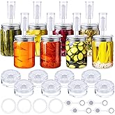 Yiyiring 8 Set Fermentation Kit for Wide Mouth Mason Jar Pickling Sauerkraut Kit with 8 Airlocks, 8 Fermenting Lids, 8 Glass Weights, 8 Silicone Rings & Grommets (Jars Not Included)