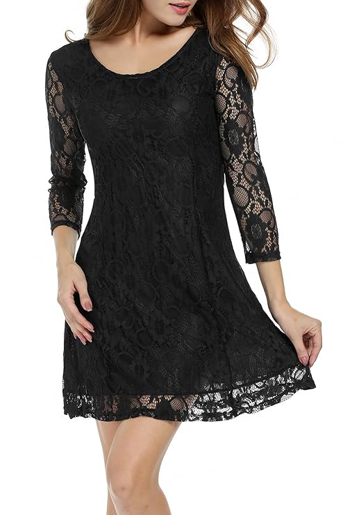 Zeagoo Damen Elegant Vintage Swing A-Linie Ballkleid Rockabilly Cocktailkleid Langarmkleid mit Reißverschluss vorn