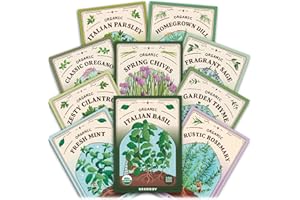Seedboy Organic Non GMO 10 Herb Variety Pack: Basil, Cilantro, Mint, Oregano, Parsley, Thyme, Chives, Dill, Sage, Rosemary for Planting Indoor and Outdoor, USDA Certified (10 Herb Variety Pack)