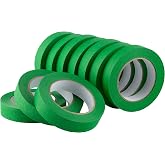 Lichamp 10 Pack Green Painters Tape 1 inch, Medium Adhesive Green Masking Tape Bulk Multi Pack, 1 inch x 55 Yards x 10 Rolls (550 Total Yards)
