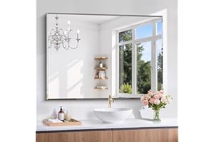 CILIBER Beveled Bathroom Mirror, 36x48 Inch Large Bathroom Mirrors for Over Sink, Upgraded Shatterproof Beveled Frameless Vanity Mirror for Bathroom,Bedroom,Living Room and Entryway
