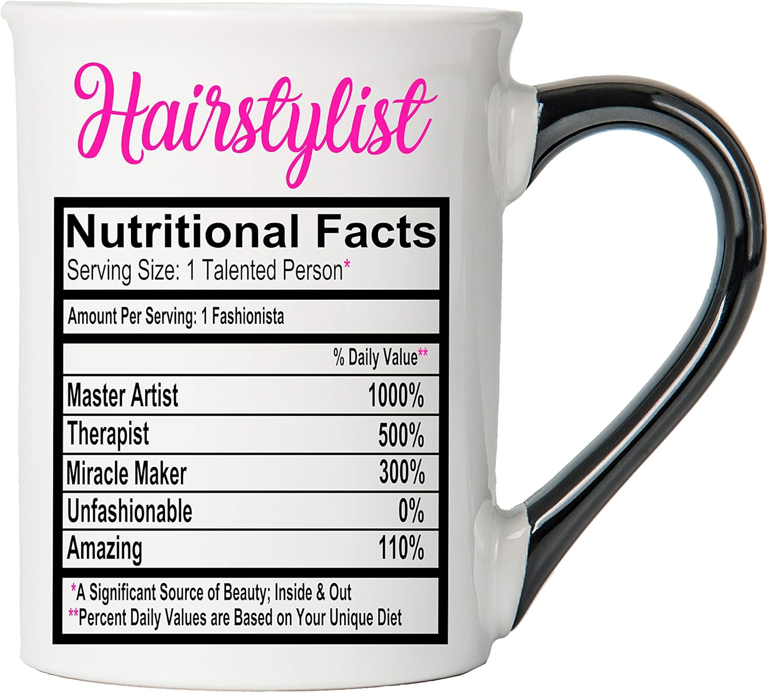 Cottage Creek Coffee Mug, Large Food Label Hairstylist Coffee Mug, 18oz Ceramic Hairdresser Coffee Cup, Hairstylist Mug [White]