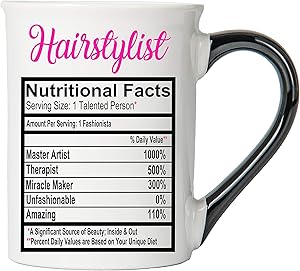 Cottage Creek Coffee Mug, Large Food Label Hairstylist Coffee Mug, 18oz Ceramic Hairdresser Coffee Cup, Hairstylist Mug [White]