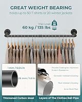 OROPY Industrial Pipe Clothes Rail Set of 2 92 cm Wall Mounted Retro Garment view 4