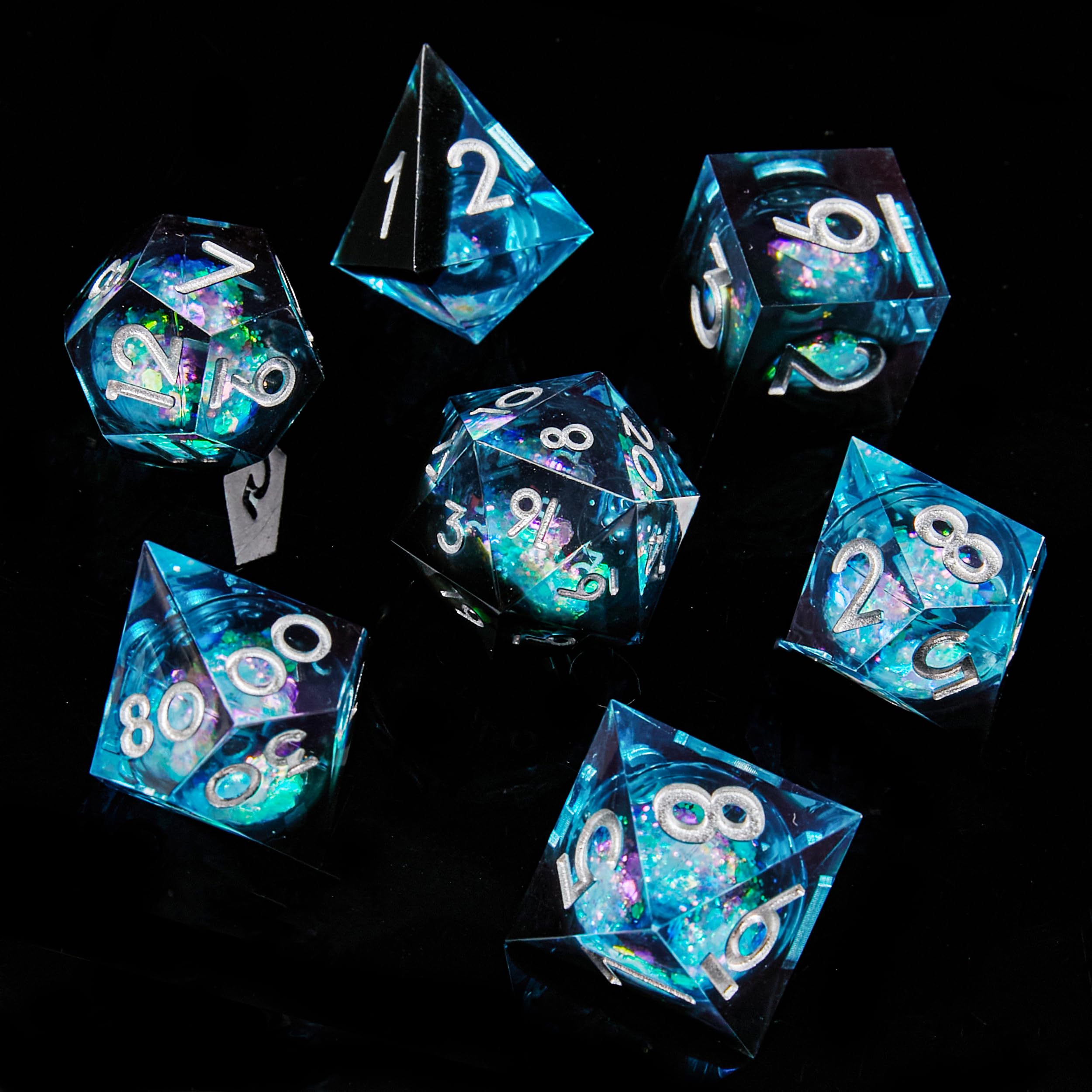 Photo 1 of FugaCity DND Dice Set,Liquid Core Handmade Sharp Edge 7 Piece Resin Dice-Dungeons and Dragons Polyhedral Dice Set, D&D Dice Set with Gift Dice Case for RPG MTG Table Games ?