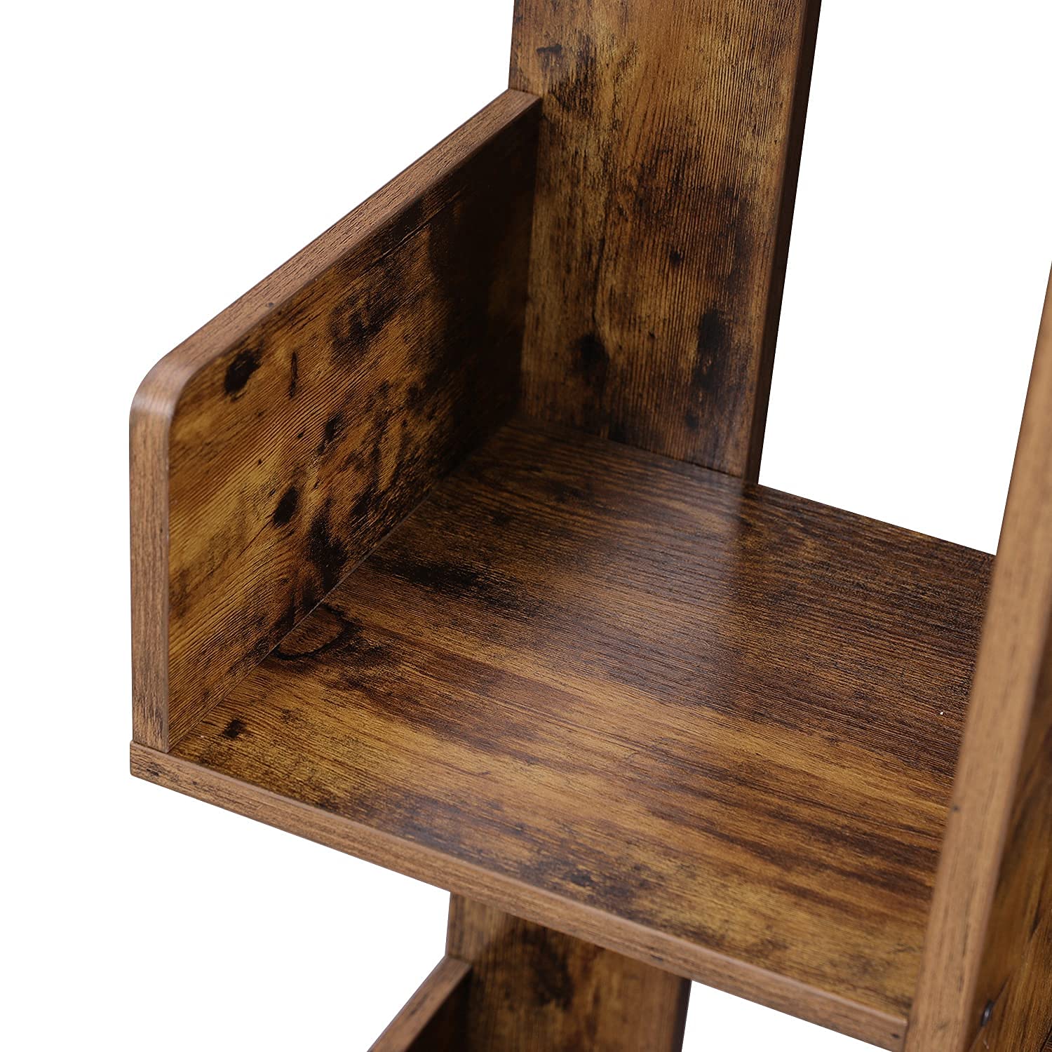 VASAGLE Bookcase, Tree-Shaped Bookshelf with 8 Storage Shelves, Rounded Corners, 19.7 x 9.8 x 55.1 Inches, Rustic Brown ULBC66BXV1