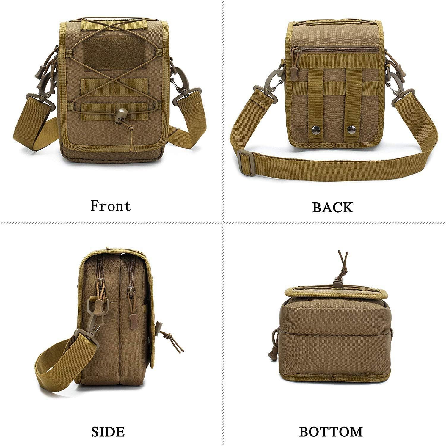 HUNTVP Messenger Bag Tactical Cross Body Bag Men Military Shoulder Bags Laptop Pack for Men Women Work Travelling Camping Hiking Outdoor (Black/Brown/Grey/Green) - Image 3