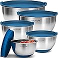 Walchoice Stainless Steel Mixing Bowls Set With Lids, 5 Nesting Bowls Baking Serving Preparing Include 7 3 5 2 5 2 1 Qt Metal Bowls Colorful