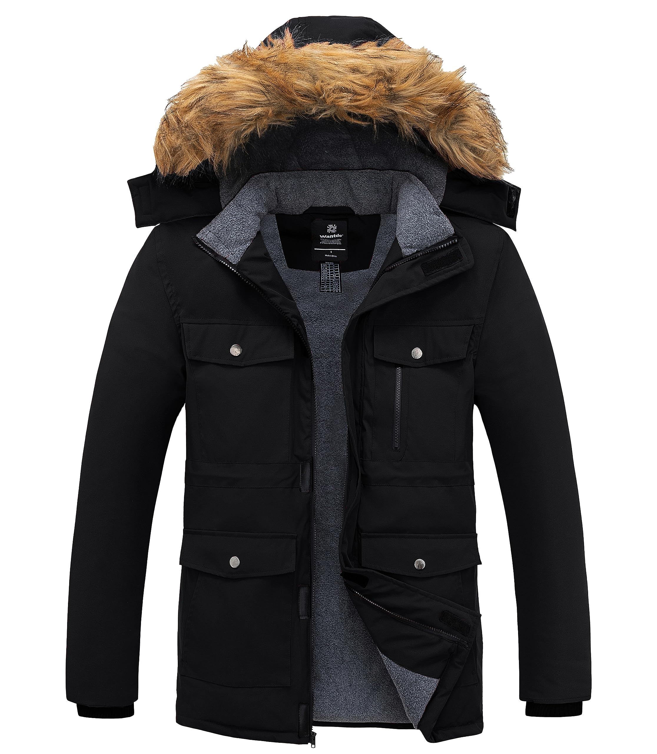 Wantdo Men's Thick Puffer Jacket Waterproof Winter Jacket Winter Coat With Hood