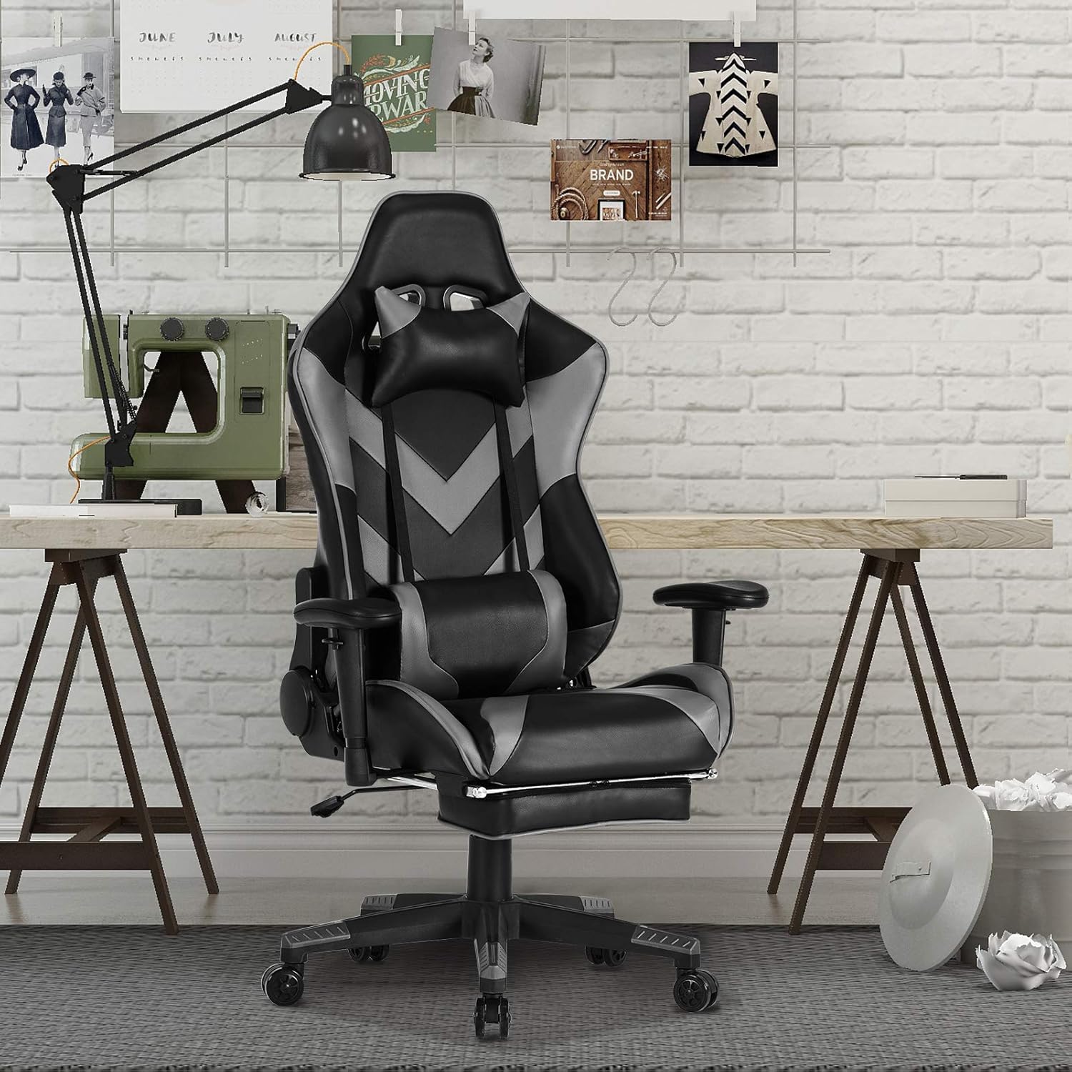 E-starain Silla de Escritorio Cuero Sintético PU Silla Gaming