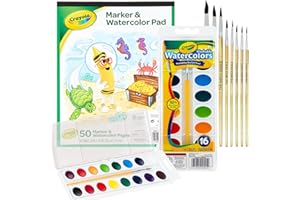 THE MEGA DEALS Watercolor Paint Set for Kids 16 vivid Watercolor Paint Mixing Palette, Paper Pad and 8 Brushes, Water Color Painting Kids and Adult Beginner Supplies Gifting Bundle