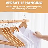 Aspect Wooden Hangers 40 Pack Natural Smooth Notches 360° Hook Pants Bar view 6