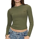 Long Sleeve Shirts for Women Fall Fashion Basic Crop Top Womens Going Out Outfits Y2k Clothes