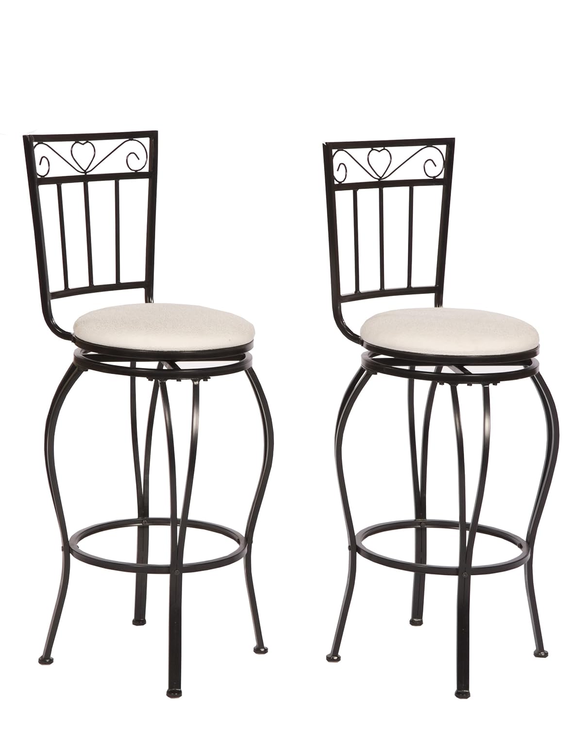 Target Marketing Systems Gabriella Collection Contemporary Upholstered Metal Pub Stools Set Of 2 High Back Black White