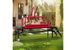 LNEUIE Dog Treadmill for Large Dogs,91" Treadmill for Dogs with Brake,Adjustable Dog Treadmill Slatmill for Dogs Easy to Move Pet Treadmill for Indoor & Outdoor,Training for Dogs, Up to 350LBS (B RED)