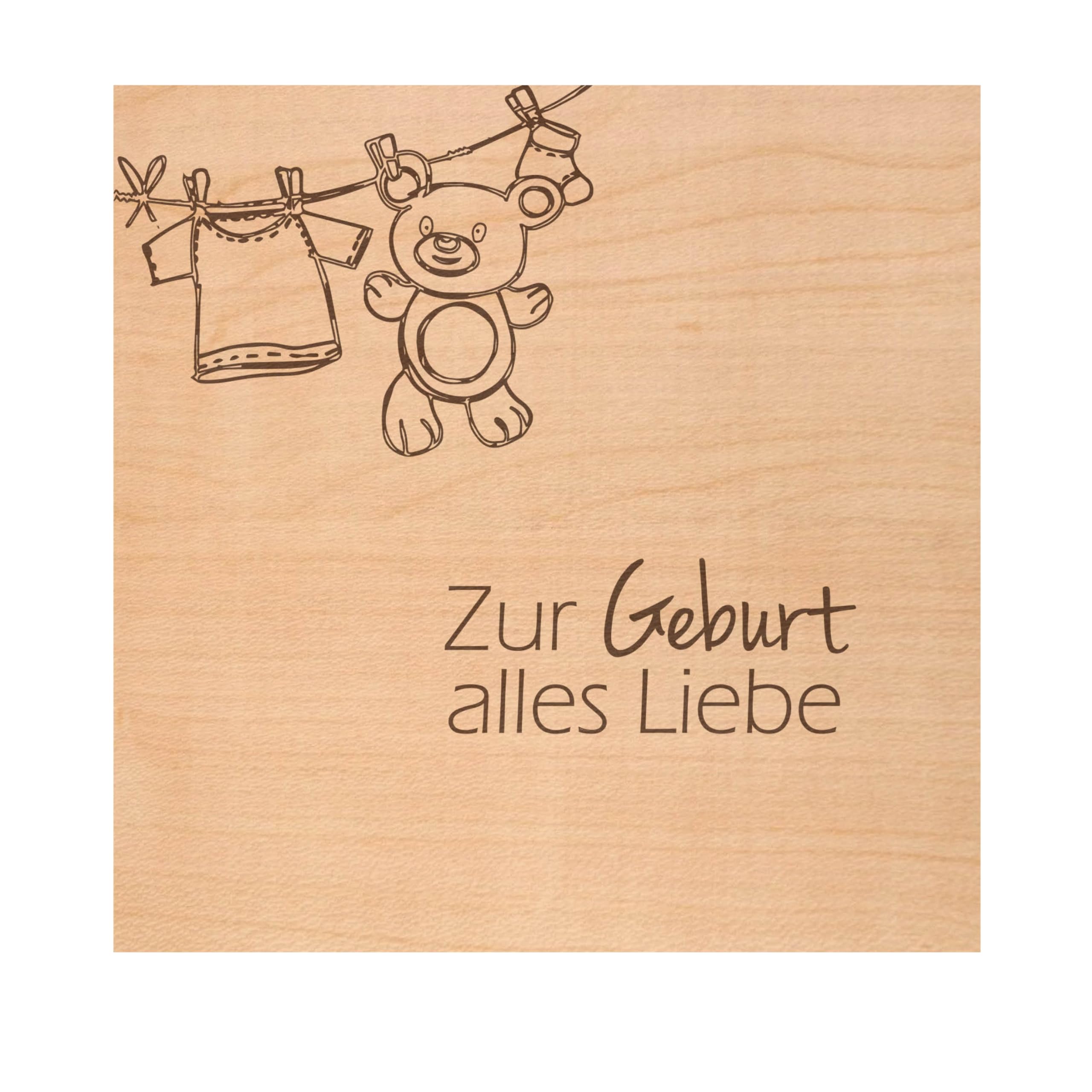 Original Wooden Greeting Card - Birth Card Made of Cherry Wood for Special Congratulations on the Birth, Motif Zur Geburt alles Liebe, Birth Card, Greeting Card, Postcard, Gift Card for Parents
