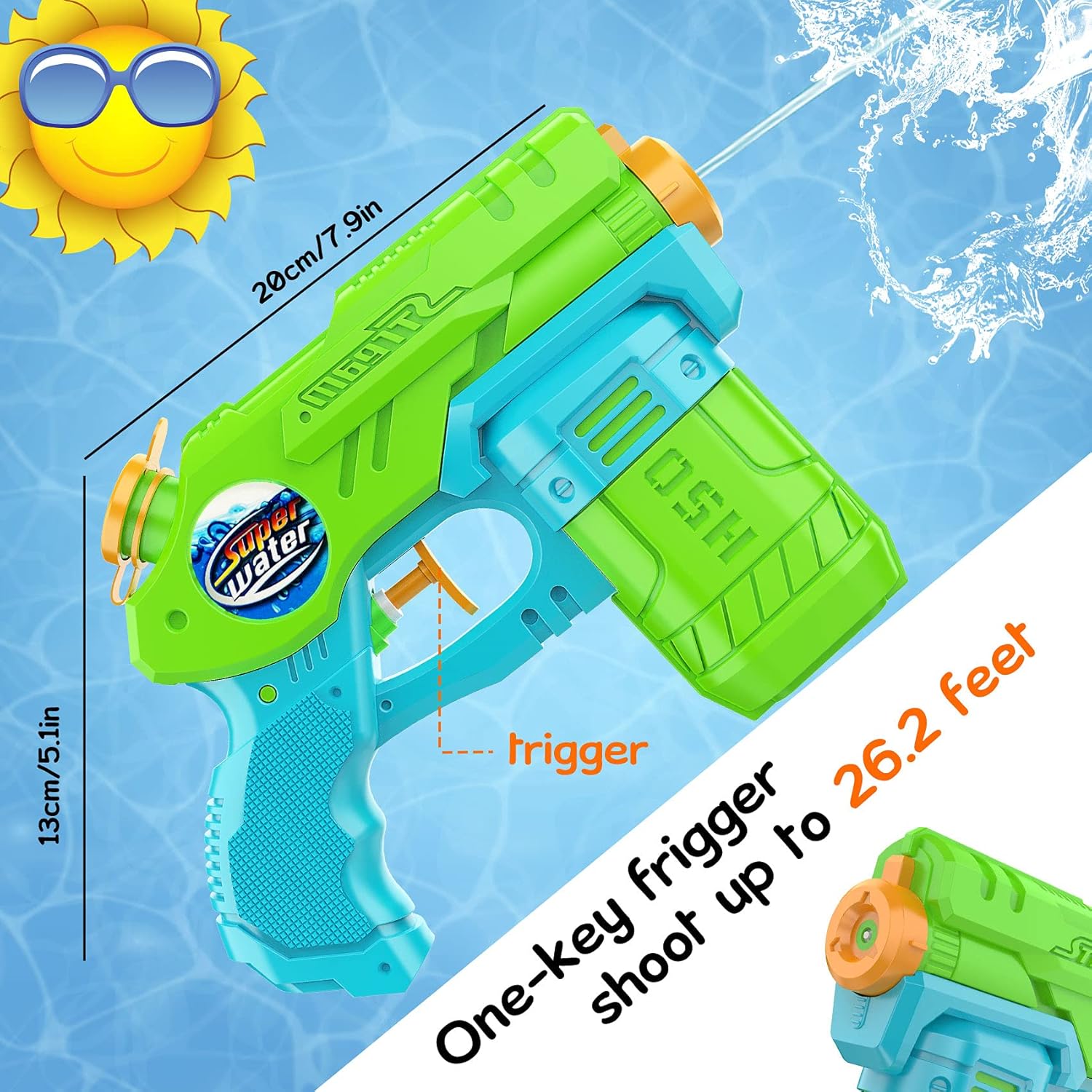 AOLUXLM Water Guns, 4 Packs Water Toys for Kids, Small Water Pistols for Boys 3+ Years Old, Water Blaster with 135ml Capacity for Outdoor Beach Pool Fun: Toys & Games