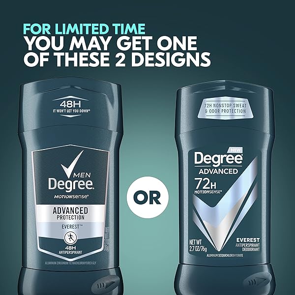 DEGREE MEN ANTIPERSPIRANT DEODORANT 72-HOUR SWEAT AND ODOR PROTECTION EVEREST ANTIPERSPIRANT FOR MEN WITH MOTIONSENSE TECHNOLOGY 2.7 OZ, TWIN PACK