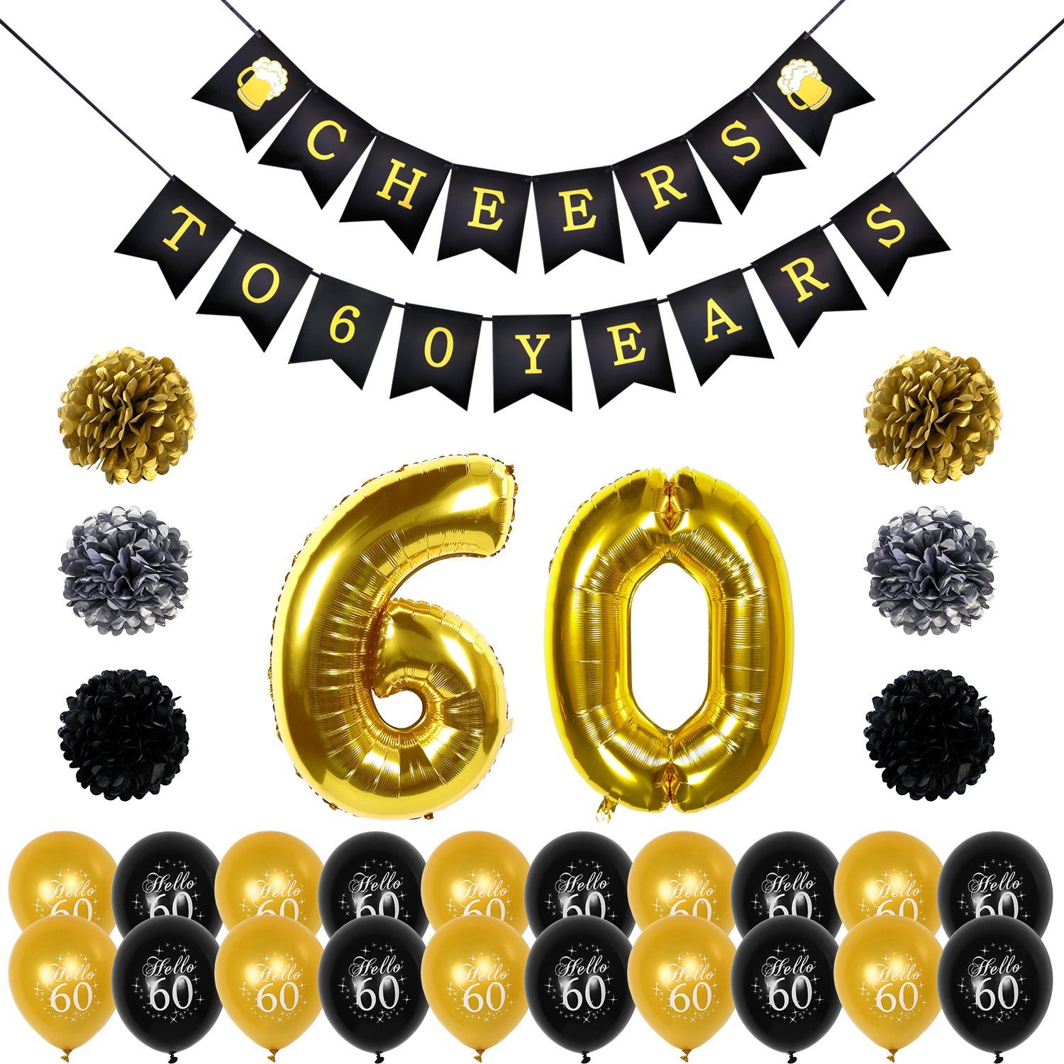 Konsait 60th Birthday Party Decorations Cheers To 60th Birthday
