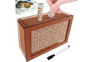 Cash Vault Wooden Savings Box, Adults Money Box with Counter for Savings Goal $5000, Piggy Bank for Adults Kids, Wooden Cash 