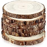 FSWCCK 6 Pack Nature Unfinished Round Wood Slices, 7-8 Inches Wooden Circle, Large Wood Slabs for Weddings Centerpieces Decor and DIY Painting Crafts